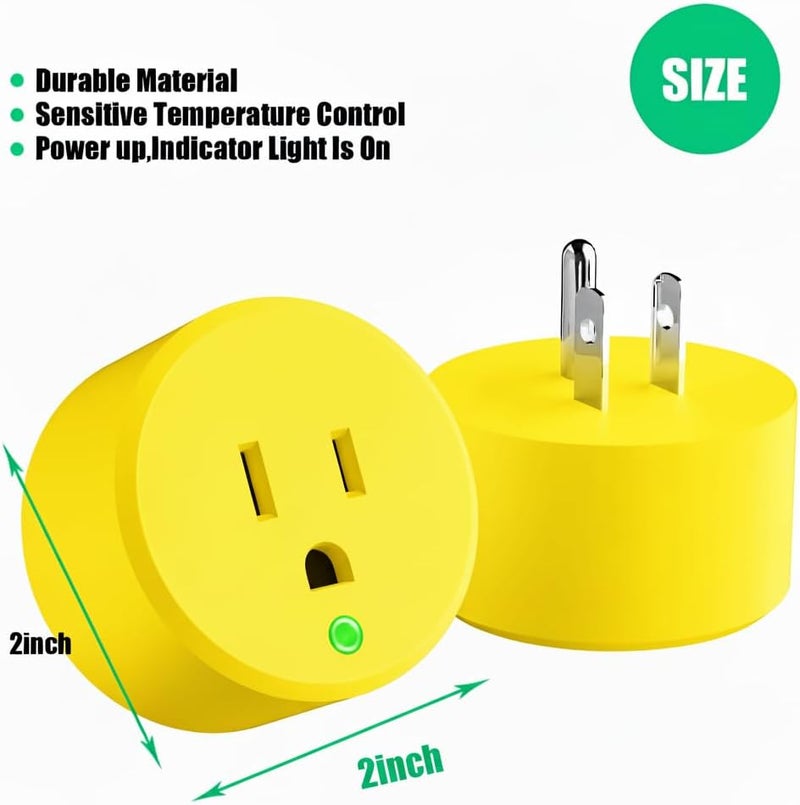 Makevivi Store Yellow Thermostatically Controlled Outlet - On at 32°F/Off at 50 °F, Thermostat Plug Outlet, Auto Close, for Chicken Water Coop Heater Heated Water Bowl Bird Bath Deicer Roof Cable (2 Pcs) - Image 2